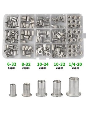 150 Pcs Aluminum Alloy Rivnut Flat Head Rivet Insert Nutsert