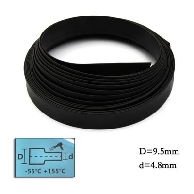 Black 1x 5M 9.5mm Heat Shrink Tubing Shrinkable Rate 21 Hea