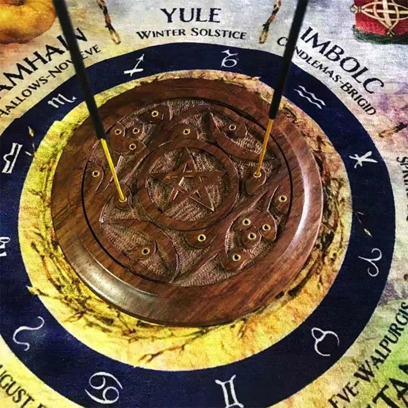Wooden Pentacle Incense Stick Holder Incense Cones Burner Tr