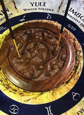 Wooden Pentacle Incense Stick Holder Incense Cones Burner Tr