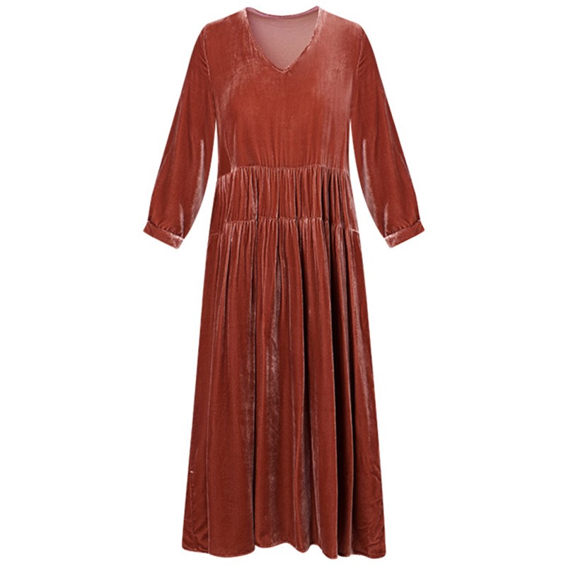 Plus size Dress Elegant Fairy velour Dress Spring Autunm Lan