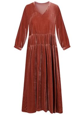 Plus size Dress Elegant Fairy velour Dress Spring Autunm Lan