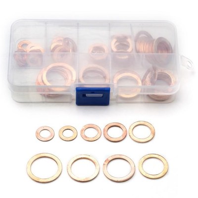 80PCS Solid Copper Crush Washers Spacer Flat Ring Oil Brake