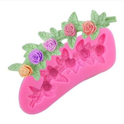 DIY Garland Flower Leaves Silicone Mold Scroll Relief Border