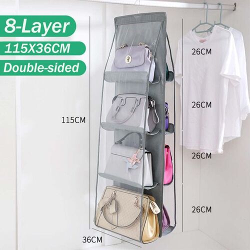 8 Pocket Hanging Handbag Organizer Wardrobe Closet Transpare