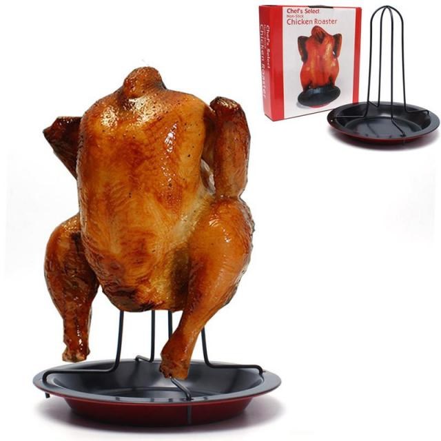 Chicken Roaster Rack With Bowl Carbon Steel Beer Can Chicken