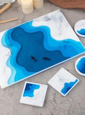 DIY Crystal Epoxy Resin Mold Irregular Tray Ocean Terraced I