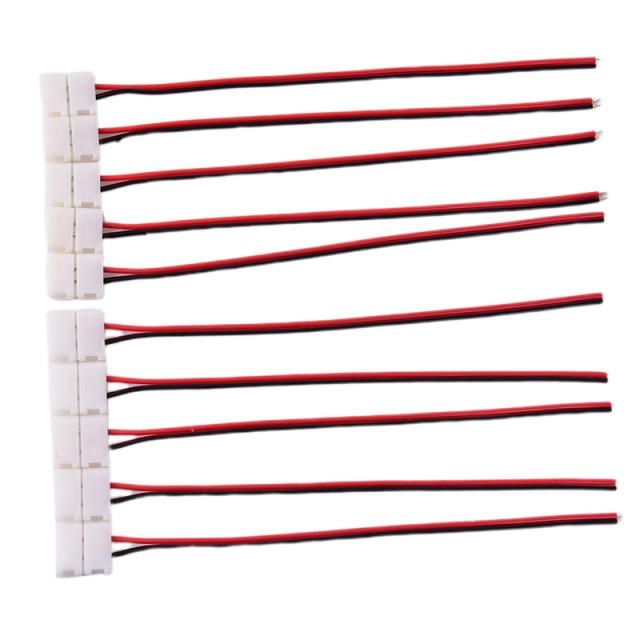 10pcs 8/10mm PCB Cable 2 Pin LED Strip Connector 3528/5050 S