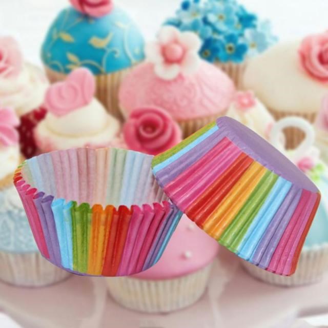 100Pcs Muffin Cupcake Paper Cups Colorful Cupcake Liner Baki