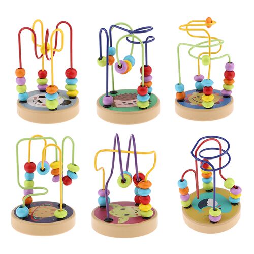 Colorful Wooden Bead Maze Roller Coaster Activity Cube Educa