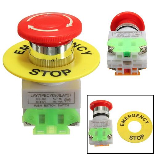 Red Mushroom Cap 1NO 1NC DPST Emergency Stop Push Button Swi