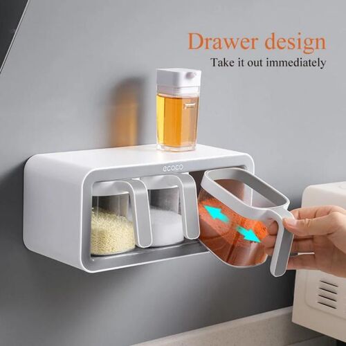 Kitchen Storage Sets Wall Mount Spice Rack Sugar Bowl Salt S