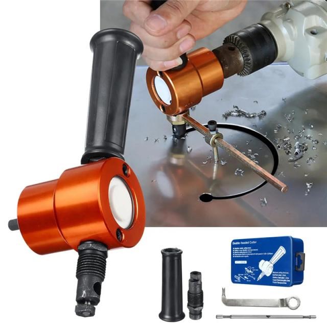 Double Headed Sheet Metal Cutting Nibbler Drill Attachment M