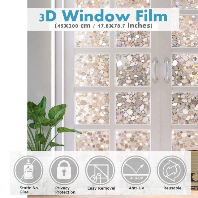 45x200cm 3D Effect Window Films Privacy Decorative Film Anti