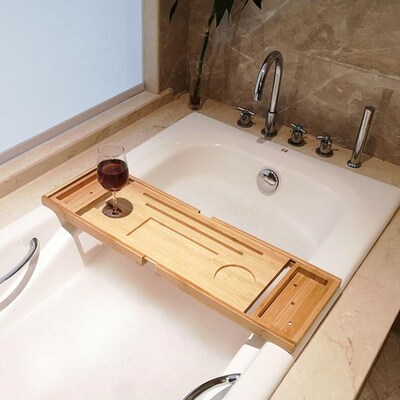 Bathtub Caddy Tray Bamboo Spa Bathtub Caddy Organizer Book