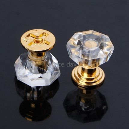 10PC Diamond Shape Crystal Glass Cabinet Knob Drawer Pull Ha