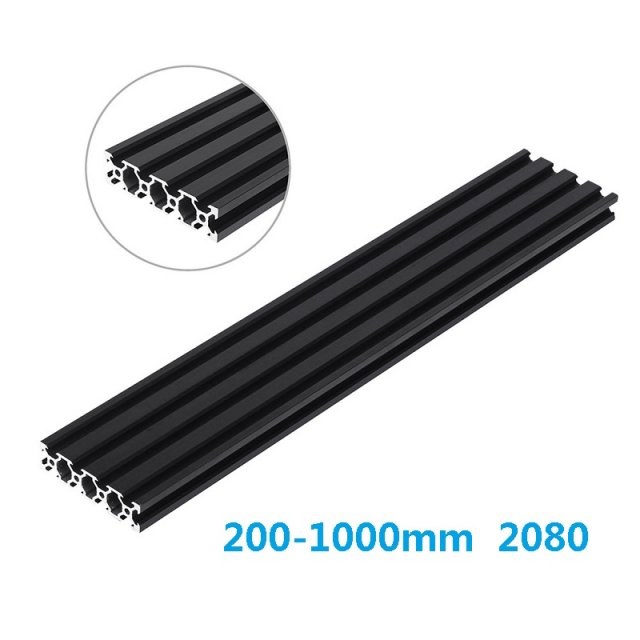 Black 200-1000mm  2080 V-Slot Aluminum Profile Extrusion Fra