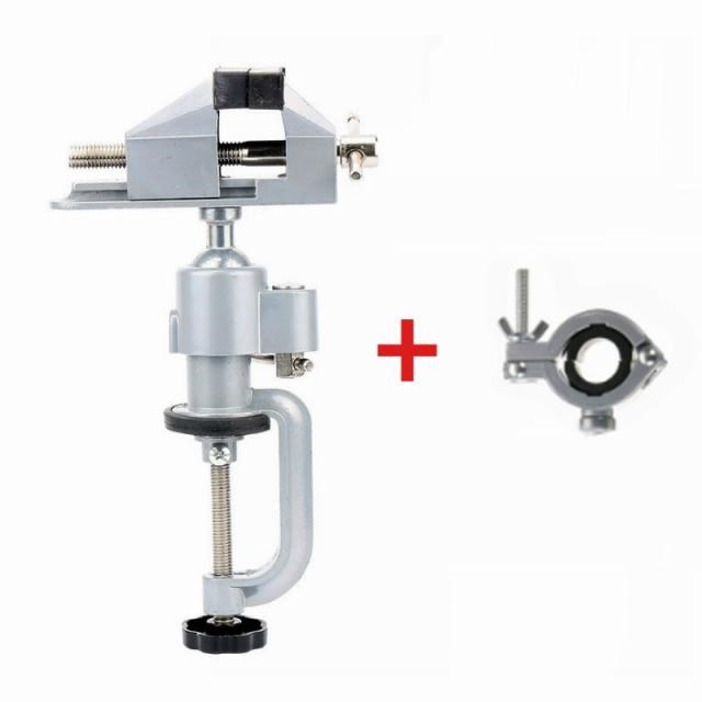 2 IN 1 360 Degree Table Bench Clamp Vise Electric Drill Rack