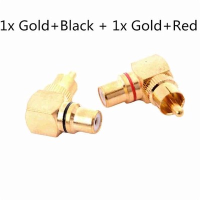 2 Pieces 90 Degree Adapters Brass RCA Right Angle Male To Fe