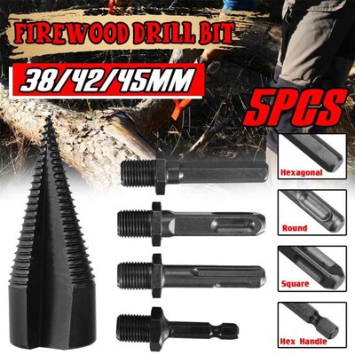 5PCS 38/42/45MM Firewood Machine Drill Wood Cone Punch Drive