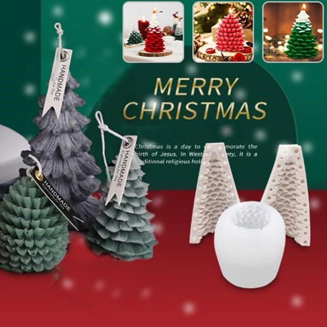 christmas candle mold christmas tree pine cone snow snowflak
