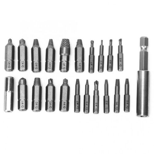 22Pcs Screw Extractor CRV Steel Hex Handle Broken Bolt Remov