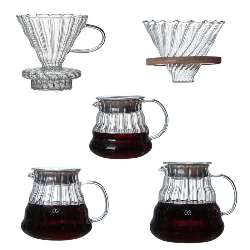 Pour Over Coffee Dripper Brew Heat Resistant High Borosilica