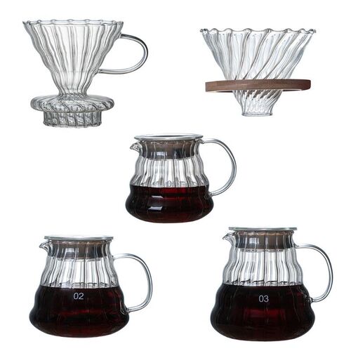 Pour Over Coffee Dripper Brew Heat Resistant High Borosilica