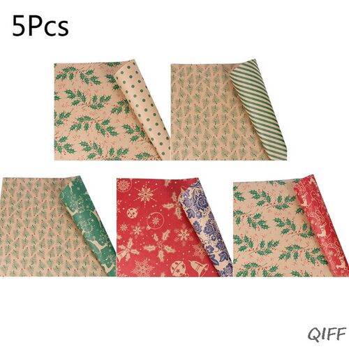 5pc Christmas Wrapping Paper Roll Kraft Gift Wrapping Paper