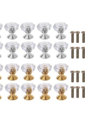 10Pcs Silver/Gold Diamond Shape Crystal Glass Cabinet Knob D
