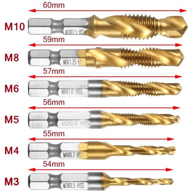 Hexagonal Shank Drilling Tapping Compound Tap Drill Screw M