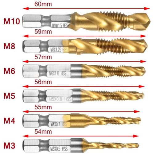 Hexagonal Shank Drilling Tapping Compound Tap Drill Screw M