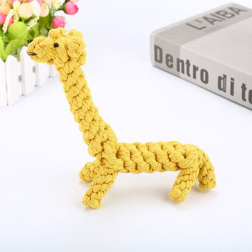 Dog Molar Toy Cotton Rope Braided Giraffe Shape Dog Toy Wove