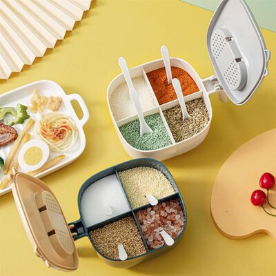 Nordic Spice Jar Salt Pepper Shakers 4 Grids Spice Container