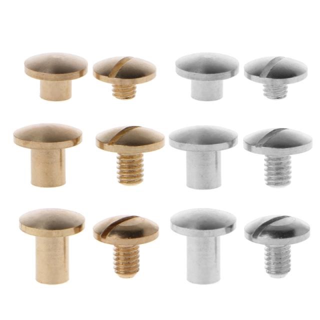 10Pairs Brass Chicago Screws Posts Belt Button 适用于 Leathe