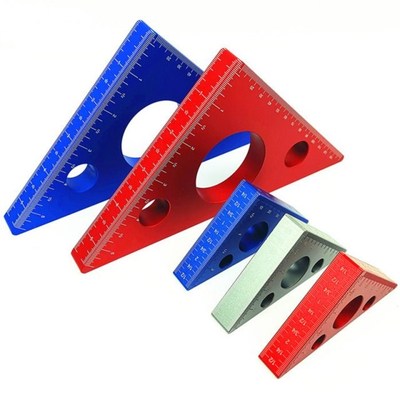 45 Degree Angle Ruler Metric Inch Aluminum Alloy Triangle Ru