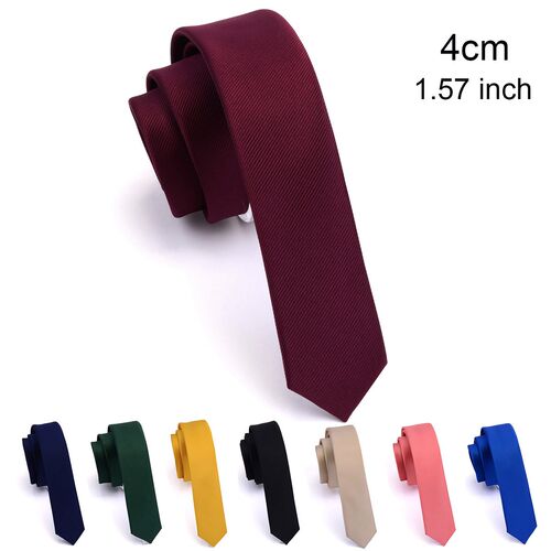 GUSLESON Quality Casual 4cm Slim Solid Tie Red Yellow Green