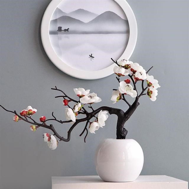 4color artificial plum blossom cherry red plum blossom silk