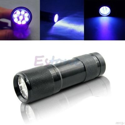 New Mini Detection 9 LED UV Ultra Violet Blacklight Flashlig