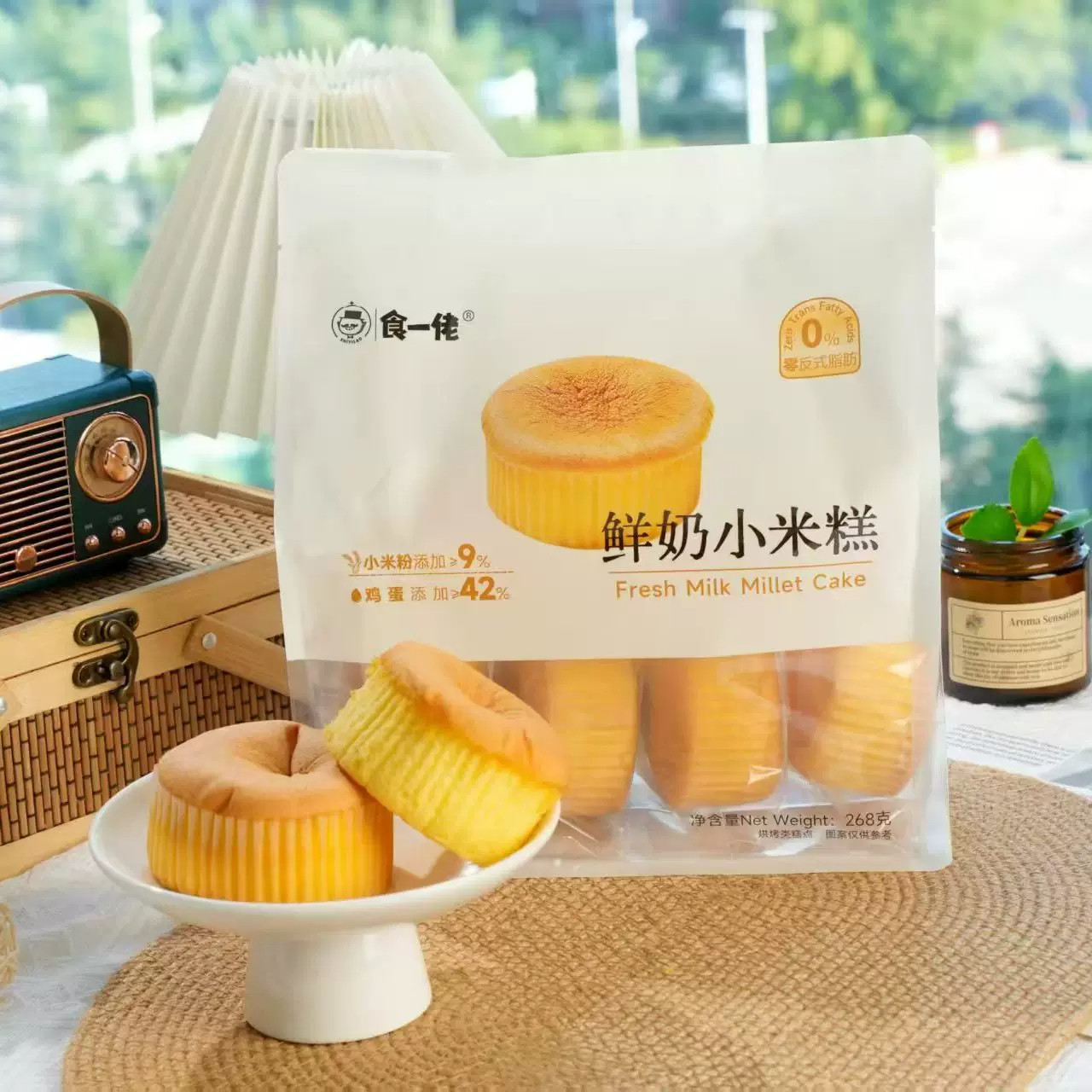 食一佬鲜奶米蛋糕360g/袋营养早餐代餐面包学生休闲零食午茶糕点