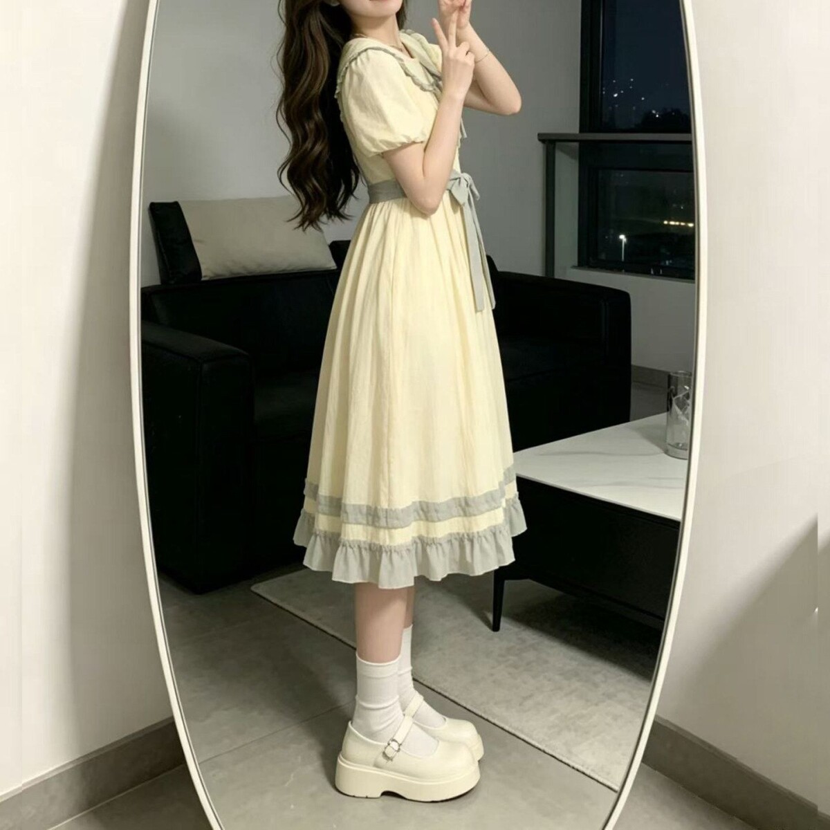 日系甜美可爱娃娃领泡泡
