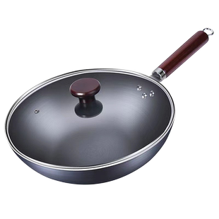 老式纯铁锅家用无涂层平底炒菜锅燃气灶电磁炉专用不粘锅轻便32cm