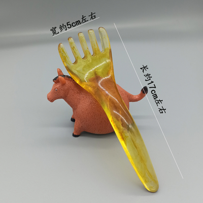 抓头器具无助头疗梳子头部按摩梳子头皮经络梳蜜蜡树脂三爪头部按