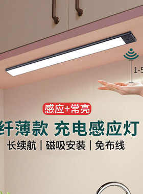 智能人体感应灯无线橱柜灯充电式led灯带厨房酒柜衣柜长条过道灯