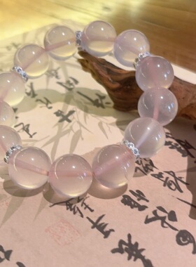 天然莫粉大颗粒粉水晶手串合金隔珠温柔轻奢女款水晶手链送礼批发