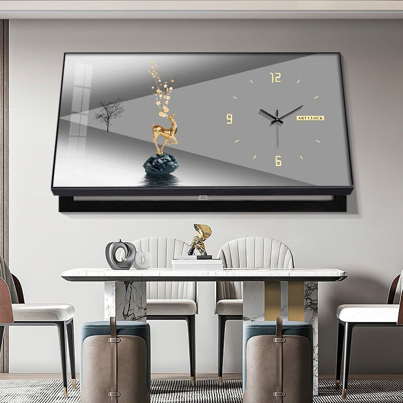 耀世佳画大尺寸电表箱装饰画带时钟挂墙客厅餐厅配电箱电闸盒遮挡