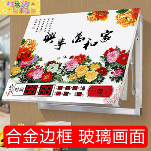 电表箱装饰画带钟表遮挡电表箱装饰画万年历总开关网箱盒装饰客厅