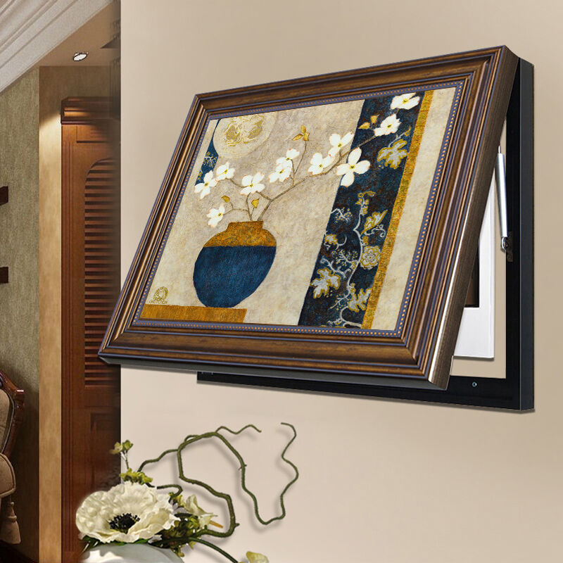 艺米电表箱装饰画配电箱画美式液压翻盖新中式可推拉弱电箱遮挡画