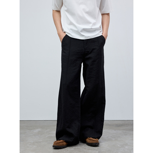 透气手工捏褶通勤休闲裤 Costful 夏季 210G亚麻混纺阔腿西裤