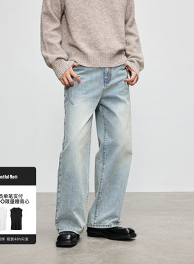 Costful Ro 13盎司重磅竹节牛仔裤 定制喷马骝直筒宽松休闲长裤